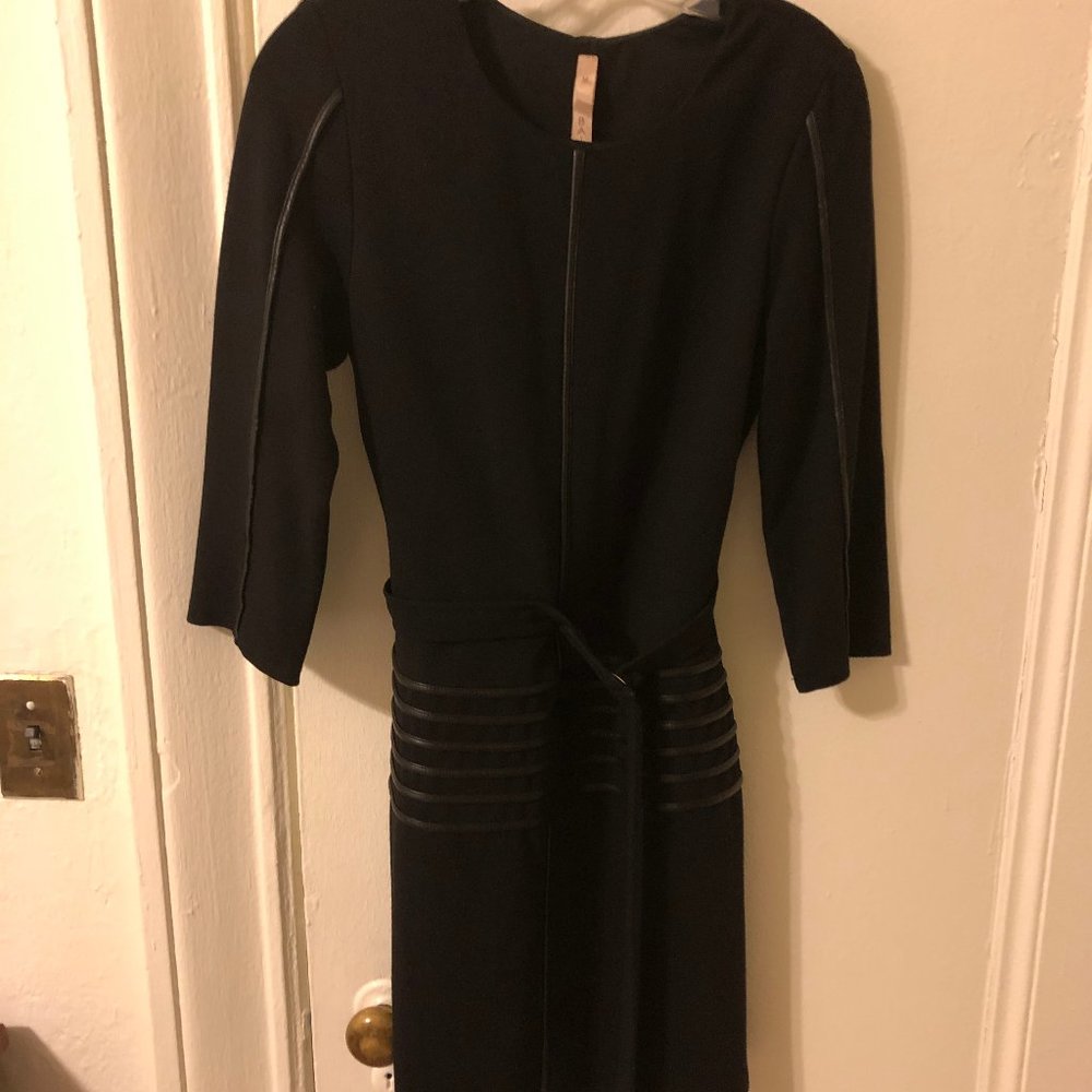 Bailey 44 Black Dress with Leather Accents